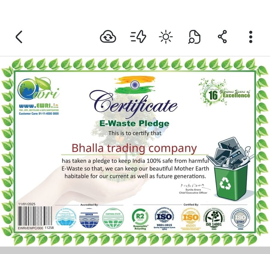 E-Waste Pledge certificate